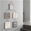 levandeo Set di 5 quadri da parete, 20 x 20 cm, cornice in legno, stile shabby chic, vintage, con scritta