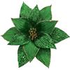 GL-Turelifes Fiori di Natale grandi glitterati da 29,8 cm, 6 pezzi, in velluto, stella di Natale, ornamenti glitterati, grandi fiori per albero di Natale, ghirlande (Verde)