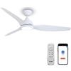 Ovlaim Ventilatore da Soffitto con Lampada e Telecomando, Silenzioso Motore DC | Invernale ed Estiva Funzione Reversibile, Intelligenti Ventilatori compatibili con App / Alexa / Google Home, 142 cm, Bianco