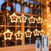 Qoosea Tenda Luminosa Natale Esterno, 100 LED Tenda Luci Stelle USB, 8 Modalità Finestre Luci Decorative Impermeabile Interno Decorazione Natalizia per Giardino, Matrimoni, Porta, Bianco Caldo
