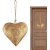 Generic Decorazione da parete a cuore in metallo - Simbolo d'amore con cuori soffi, Cartello decorativo da parete a cuore d'amore | Ornamento in ferro a forma di cuore con finitura anticata dorata e campana a