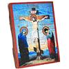 NKlaus Crocifissione di Cristo, icona cristiana in legno massiccio 16x12,5 fatta a mano 37034