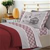 PENSIERI DELICATI Completo Letto Singolo, Flanella 100% Cotone Caldo e Morbido, Completo Lenzuola 1 Piazza 90 x 200 cm, Include Lenzuolo Sotto, Sopra e 1 Federa, Made in Italy, Chalet Rosso