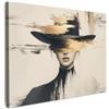 MuchoWow© Quadro Moderno Soggiorno Decorazioni Da Parete Quadri Su Tela Da | 80x60 cm - Salotto Grandi Foto Con Cornice Stampe Su Tela Camera Da Letto Donna - Cappello - Pittura