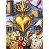 KUSTOM ART Poster Decorativo da Parete Simboli Napoli Pulcinella Vesuvio Cuore Sacro Numeri Smorfia Stampa Artistica su Carta Patinata 40x30cm Senza Cornice