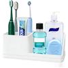 Generic Portaspazzolino in silicone per bagno, portaspazzolino elettrico e dentifricio, 4 scomparti, organizer per spazzolino da denti, piano di lavoro, accessori per bagno, doccia, vanità, bianco