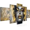 Runa Art Moda Donna Quadro Tela Non Tessuta 5 Pezzi Labbra Nero Oro Soggiorno Camera da letto 052853a