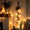 Generic Decorazione da parete rustica a forma di cuore da appendere con 5 cuori in legno (B, con luci)