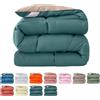 Fnyopki Piumino in Piuma d'oca per Tutte le Stagioni, Piumino Letto Matrimoniale, Piumone Invernale Leggero e Calda, Trapunta in Piuma d'oca (Dark Green A 150x200cm 2kg)