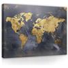WallArena Stampe su tela 100x75 cm | Mappa del mondo, stampa su tela, immagine su tela, dimensioni: 100 x 75 cm (L x A) - un pezzo su tela.