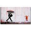 canvashop Quadri Moderni Soggiorno Banksy Pioggia Colorata 120x70 cm | Stampe da Parete su Tela Canvas, Pronti da appendere, Street Art Graffiti