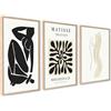 ag.art deco Set di 3 Quadri Moderni 60x80cm Senza Cornice Legno MDF Robusto | Set Matisse Nero, Decorazione da Parete, per Soggiorno e Camera da Letto, Design Moderno, Vetro Protettivo, Soggiorno