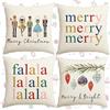 Jiahuade Natale Cuscino,Cuscini natalizi per Divano,4 Pcs Copricuscini Natalizi,Cuscino Natalizio,Federe Cuscini Natalizi,Cotone e Lino Biancheria Cuscini,per Divano per Natale Decorazioni (A45X45cm)