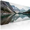 CheQuadro! Quadro lago di montagna xxl, quadro moderno soggiorno orizzontale, paesaggio, montagne, decorazione da parete, Paesaggio del lago di montagna con riflessi a specchio mow3-180x70 cm