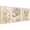 HALFLEMART 3Pcs Stampa su Tela Con Cornice Fiore Beige erba Pampa di Foglie di Eucalipto Pittura Quadri su Tela Minimalist Floral Quadri Moderni Soggiorno Camera da Letto Bagno 30x40cm x3pcs (Senza Plexiglass)