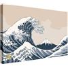 Wallazz Quadri Moderni Soggiorno Riproduzione Quadri famosi su tela - 100% Made in Italy - Katsushika Hokusai - The Great Wave off Kanagawa - Quadro Camera da Letto - Qualità Artigianale - 50x70cm