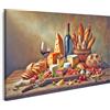 islandburner Quadro da parete Natura morta Vino Frutta Formaggio Immagine da cucina per cucina su tela Immagini Quadro Poster