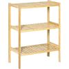 HOMCOM Scaffale Multiuso 3 Ripiani in Bambù 62x33x80cm Colore Naturale | Salvaspazio, Mensola per Bagno Salotto e Cucina, Facile da Montare