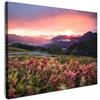 MuchoWow© Stampa su Tela Canvas Quadri per il Soggiorno Quadro Camera da | 40x30 cm - Letto Decorazioni Parete Fiori - Montagna - Paesaggio - Notte - Cielo - Rosa