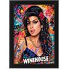 AllStarMedia Stampa artistica da parete ispirata ad Amy Winehouse, edizione limitata, motivo: leggenda Jazz Soul Back To Black (cornice A4 (30 x 21 cm)