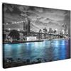 MuchoWow© Quadri Con Cornice Decorazione Quadri Per Camera Da Letto | 90x60 cm - Quadretti Da Parete Moderni Quadro Moderno Soggiorno GrandeNew York - Skyline - Città - Blu