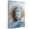 MuchoWow© Stampe su Tela Foto Quadri Moderni Camera da Letto Canvas Quadro | 20x30 cm - Salotto Decorazione Parete Buddha - Statua - Blu - Marrone - Fiore