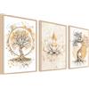 HALFLEMART 3Pcs Stampa su Tela Con Cornice Albero della Vita Yin Yang Quadri su Tela Poster da Parete Buddismo Zen Fiore di Loto Beige Quadri Moderni Soggiorno Camera da Letto Stampe da Parete 40x60cm x3pcs