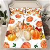 Homemissing Set di lenzuola autunnali per ragazzi e ragazze, con lenzuolo con angoli per bambini, ultra morbido, carino, coniglio, autunnale, rosso, bianco, con tasca profonda, decorazione per la
