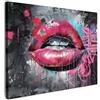 MuchoWow© Stampe Su Tela Quadro Soggiorno Quadri Camera Da Letto Moderni | 40x30 cm - Accessori Salotto Poster Da Parete Con Cornice Decorazione Muro Labbra - Rosa Acceso - Graffiti - Pennellate
