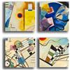 Printerland Quadri Moderni KANDINSKY 4 pz. cm 20x20 cad. Stampa su Tela CANVAS Arredamento Arte Astratto XXL Arredo per soggiorno salotto camera da letto cucina ufficio bar ristorante (4pz. 20x20 cm, 1)