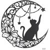 momgyaamz 30cm Metallo Decorazione La luna, le stelle e il gatto, Quadro moderno soggiorno, 3D Decorativo Minimalista Moderno Astratto Linea Arte, per soggiorno, ufficio, decorazione per la casa (nero)