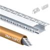 Shine Plus 10x Profilo LED Cartongesso 2M, Profilo Alluminio per Strisce Led, Canalina led con Diffusore, Dimensioni 64.2 x 13.8mm, Compatibile con Strisce led fino a 20mm (10×2 metri)