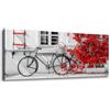 Lupia - Quadro moderno Canvas World BIKE BOUGANVILLE RED 52x122 cm, Stampa su Tela, Fiori Rossi, Telaio in Legno, soggiorno capezzale camera da letto ufficio