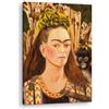Artenor Quadro Kahlo Frida Autoritratto con scimmia, 75 x 100 cm - Made in Italy, Quadri Moderni Soggiorno, Camera da Letto, Cucina, Poster da Parete, Decorazioni Casa