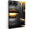 MuchoWow© Quadri Camera Da Letto Stampe Da Parete Quadro Su Tela Moderni | 80x120 cm - Decorazioni Murali Soggiorno Foto Quadretti Ingresso Casa Cucina AstrattiDonna - Labbra - Oro - Nero
