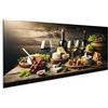 islandburner Quadro su tela, motivo: natura morta con vino, frutta e formaggio, immagine per cucina