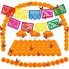 Verphysis Set Decorazioni Día de los Muertos, Ghirlanda Calendule, 30 Fiori con Stelo | Papel Picado Messicano, 12 Farfalle 3D, Fiori di Calendula per Altare, Decorazioni Diwali e Giorno dei Morti