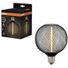 OSRAM Globo LED DECOR in vetro senza piombo trasparente nero con filamento in paglia da 3,5 W, confortevole bianco caldo 818, 110 lm/1800 K, con attacco a vite E27, dimmerabile, diametro 125 mm.
