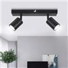 Ketom Faretti LED Soffitto GU10, Faretto LED Interno Orientabile 2 Luci | Binario Faretti Soffitto Nero, Moderno Lampadario Faretto Cucina, Faretti da Soffitto, Senza Lampadina