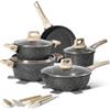 JUST PERFECTO HOUSEHOLD APPLIANCES JUST PERFECTO Batteria Pentole e Padelle a Induzione, Set Padelle Antiaderenti Per tutti i piani cottura, Batteria di pentole antiaderente 24/28cm con Coperchi, set pentole induzione senza pfoa e ptfe
