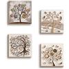 Lupia - Set 4 Quadri Moderni su Carta telata Albero della Vita LANDSCAPES, Pronti da Appendere, Multicolore, 16x16 cm, Carta, Decorazione per Cucina, Soggiorno, Ufficio, Idea regalo bomboniera