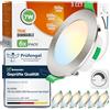 ALUSSO 3CCT 7W 600LM Faretti LED da Incasso per Cartongesso Dimmerabili | 3000K/4000K/6500K Faretti LED Soffitto Foro Ø67-75mm, IP44 Faretto Incasso per Cucina, Rotondo Nichel Spazzolato, Set di 6