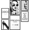 Papierschmiede® Mood Poster Set Stampe da Parete « Coco Bianco e Nero » Quadri vintage per Soggiorno e Camera da Letto e Cucina, 2x A4 e 4x A5, Glamour Lifestyle Moda - senza cornici