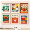 Generic 1 set/6 stampe artistiche da parete su tela, 6 pezzi, stampe a cartoni animati, succo, mojito, gin e tonic, senza cornici, 30 x 40 cm, per casa, ufficio, cucina, 3040U