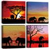 Artscope Stampe e Quadri su Tela 4 pz. Elefante Africano Immagine Fotografia Murale Tela Wall Art Bel Regalo per Home Decor Ristorante Cucina Regalo di Anniversario Compleanno 30x30CM