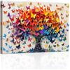 FajerminArt Colorati Farfalle Alberi Stampe da Parete Con Cornice Astratto Arancia Rosso Alberi Quadri Moderni Spiaggia Albero Della Vita Stampe Su Tela Quadro Moderno Decor per Soggiorno Camera Da Letto 30X40cm