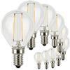 SUNSEED 10x Lampadina E14 Filamento LED 2W Sfera G45 250 Lumen Luce Calda 2700K, 25W Equivalente