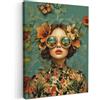 MuchoWow© Quadri Grandi Dimensioni Quadretti Da Parete Quadro Moderno | 50x70 cm - Camera Da Letto Stampa Foto Su Tela Soggiorno Cornice Decorazioni Donna - Fiori - Farfalle - Natura - Vintage