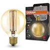 OSRAM Lampada a LED Vintage 1906 tinta dorata, 5.8 W, 470lm, a forma di sfera presa da 80 mm di diametro e E27, bianca calda, filamento dritto, dimmerabile, fino a 15.000 ore di vita