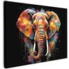 MuchoWow© Stampa Su Tela Decorazioni Pareti Canvas Grandi Dimensioni Quadri | 70x50 cm - Con Cornice Moderni Quadro Soggiorno Foto Camera Da LettoElefante - Graffiti - Nero - Animali - Colori